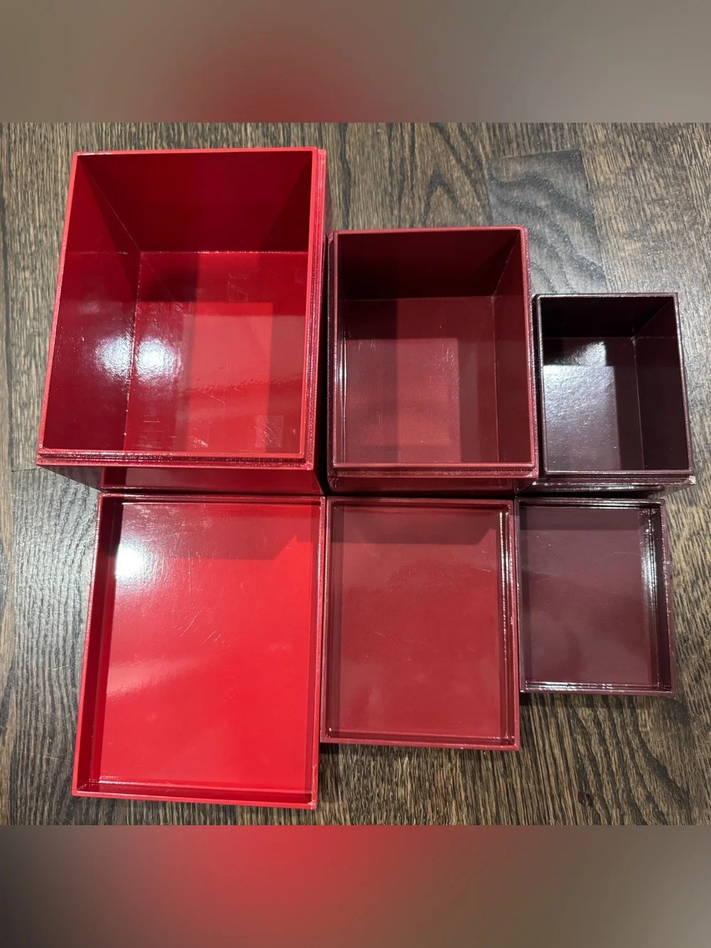 West Elm • Set of 3 Nesting Lacquer Boxes With Lids Jewelry Trinket Decor